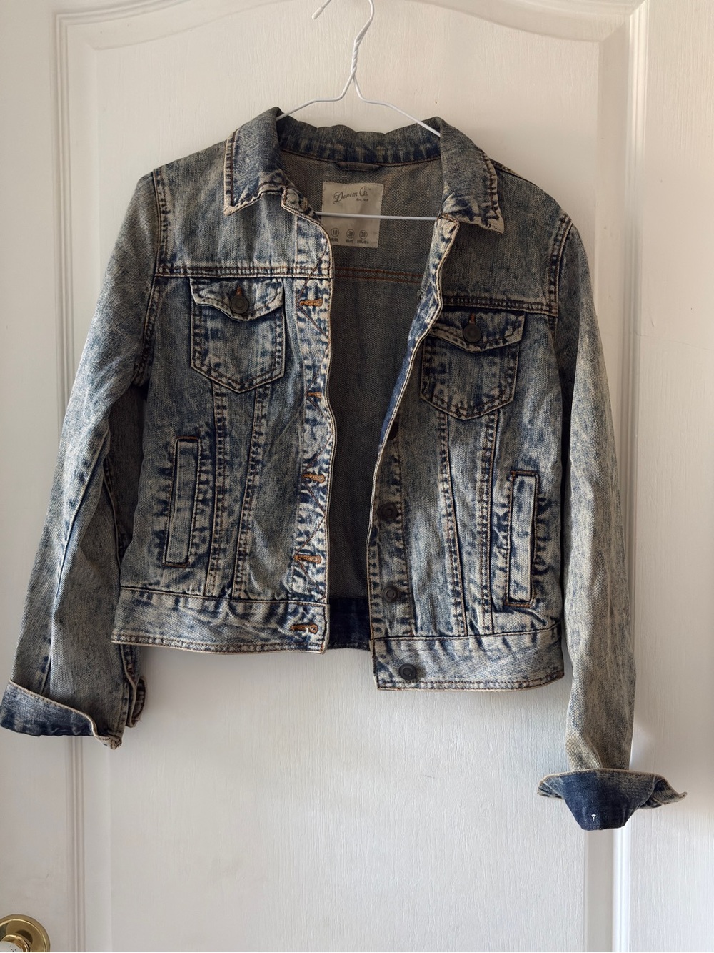 Denim&Co Women's Acid Wash Denim Jacket - Blue/Gray